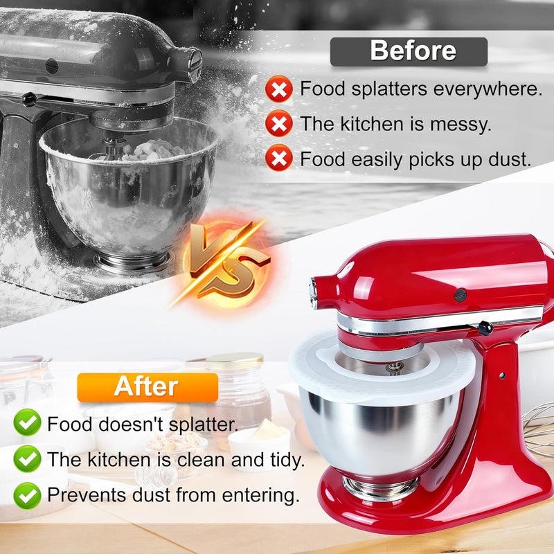 KIDOT Silicone Mixer Bowl Cover Compatible with KitchenAid 4.5-5 Quart Tilt-Head Stand Mixer, Mixer Bowl Lid to Prevent Spilling of Ingredients - Image 2